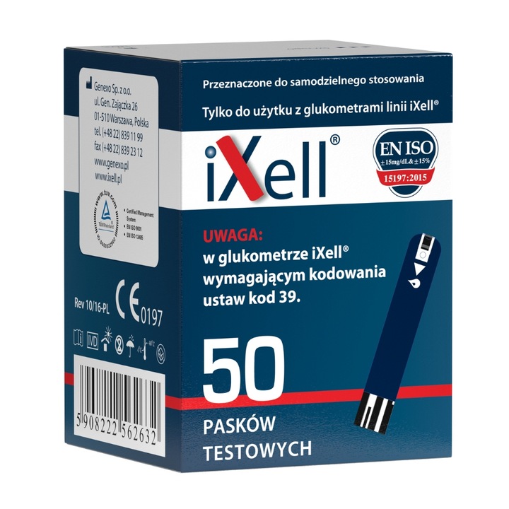 Paski testowe do glukometru iXell 50 sztuk - Pomiar cukru glukozy