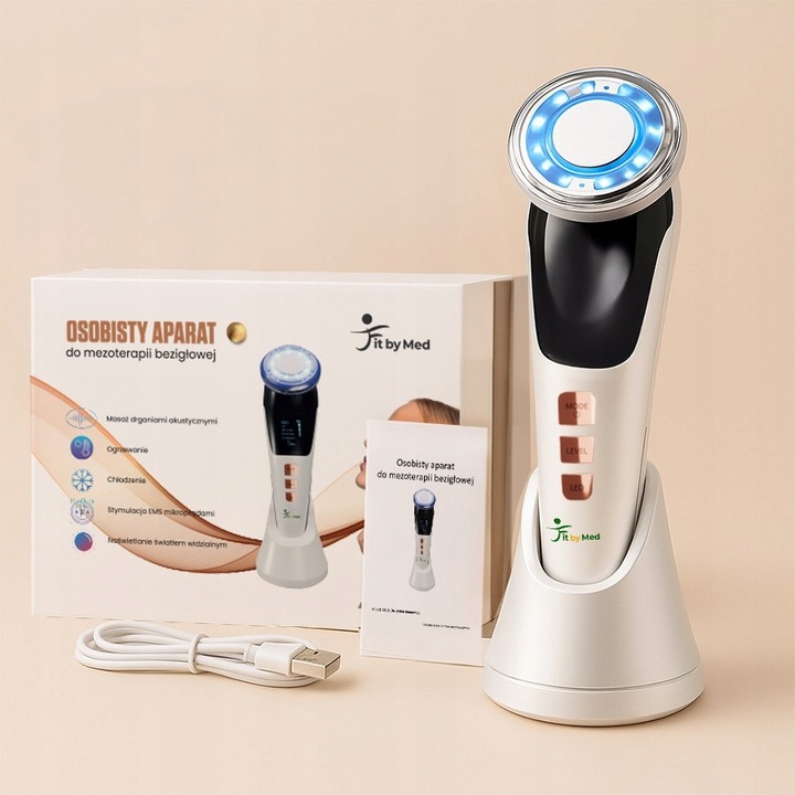 MASAŻER DO TWARZY EMS ULTRADŹWIĘKI FOTON KRIOTERAPIA MEZOTERAPIA 7w1