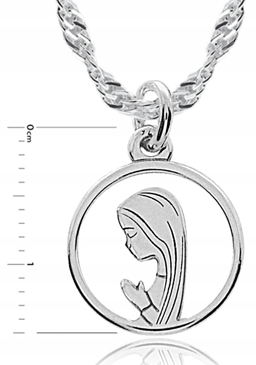 SREBRNY ŁAŃCUSZEK KOMUNIJNY I MEDALIK MATKA BOSKA NA KOMUNIĘ NA CHRZEST 925