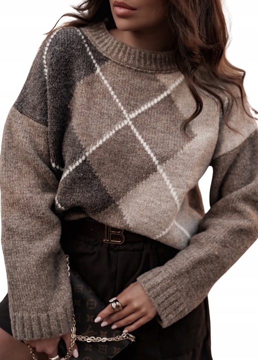 Brązowy Sweter w Romby Polska