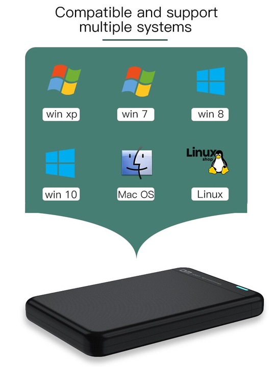 Obudowa dysku twardego USB 3.0 na SATA III do 2,5-calowego dysku SSD