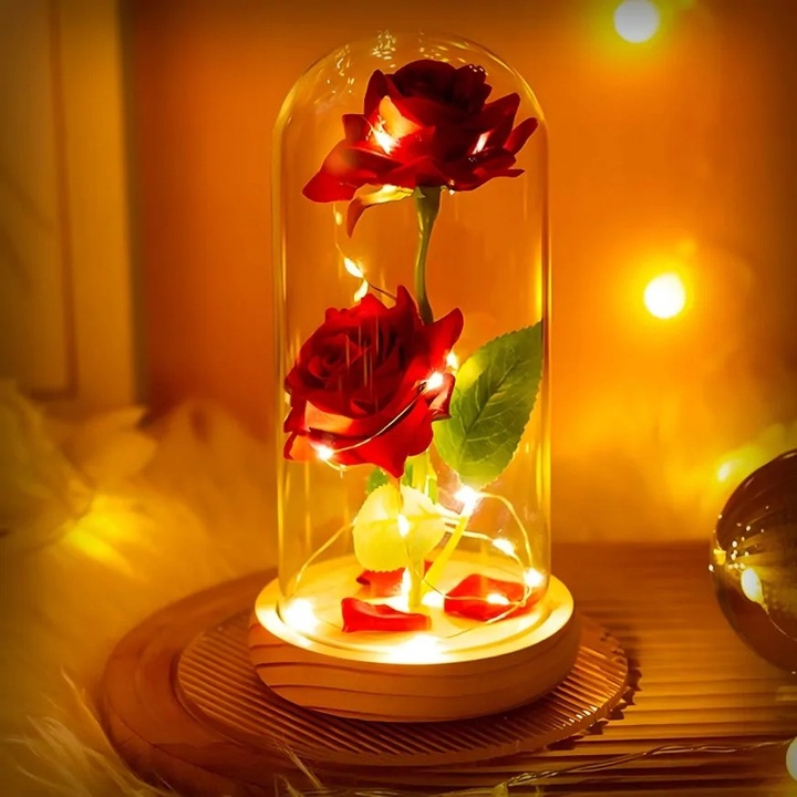 WIECZNA RÓŻA W SZKLE PREZENT NA DZIEŃ KOBIET WALENTYNKI URODZINY DLA