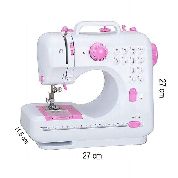 MASZYNA DO SZYCIA MINI PRZENOŚNA 12 ŚCIEGÓW AKCESORIA + GRATISY BIAŁA