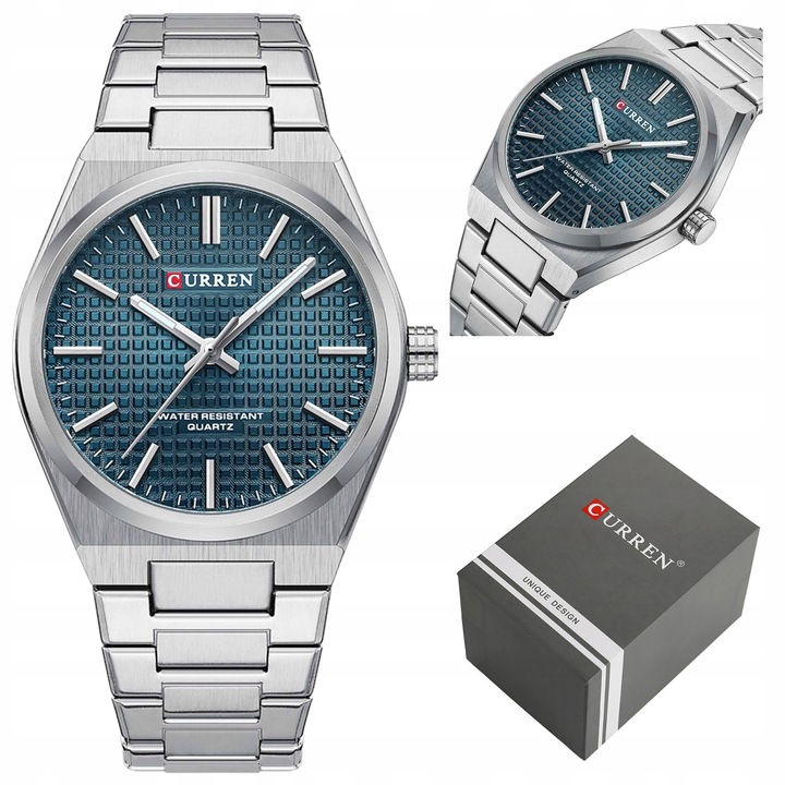 ZEGAREK MĘSKI CURREN PRX +BOX +GRAWER stalowy srebrny