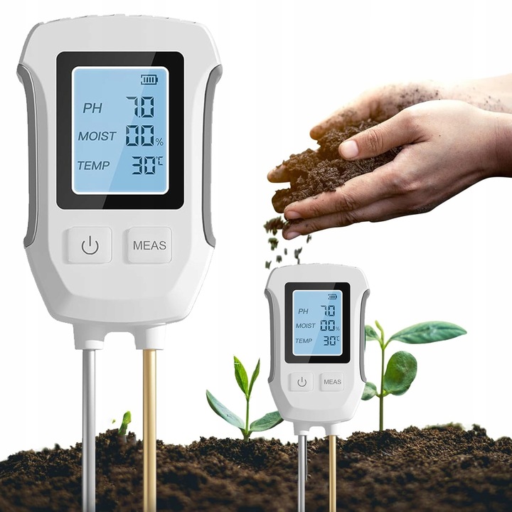 Miernik pH gleby 3w1 tester wilgotności ziemi i podłoża dokładny
