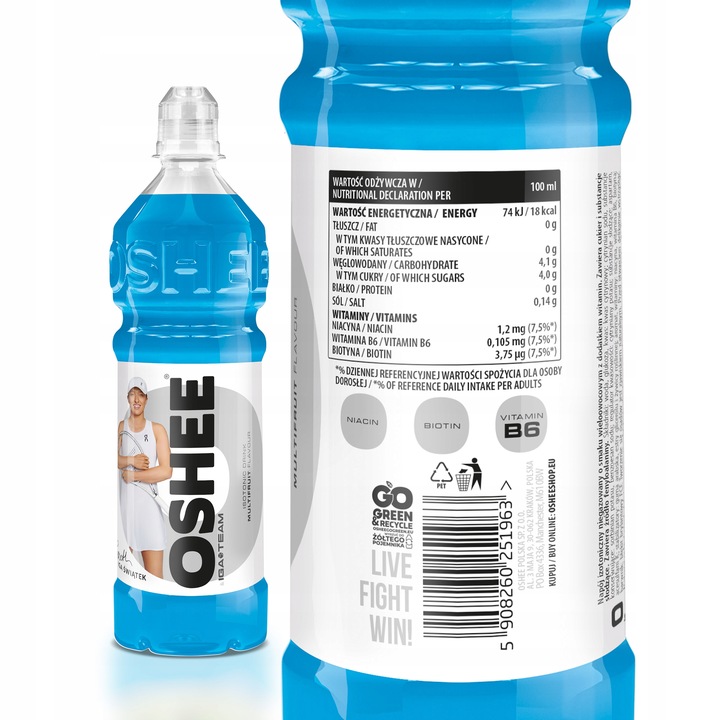 12x Napój OSHEE Isotonic Drink wieloowocowy 750 ml