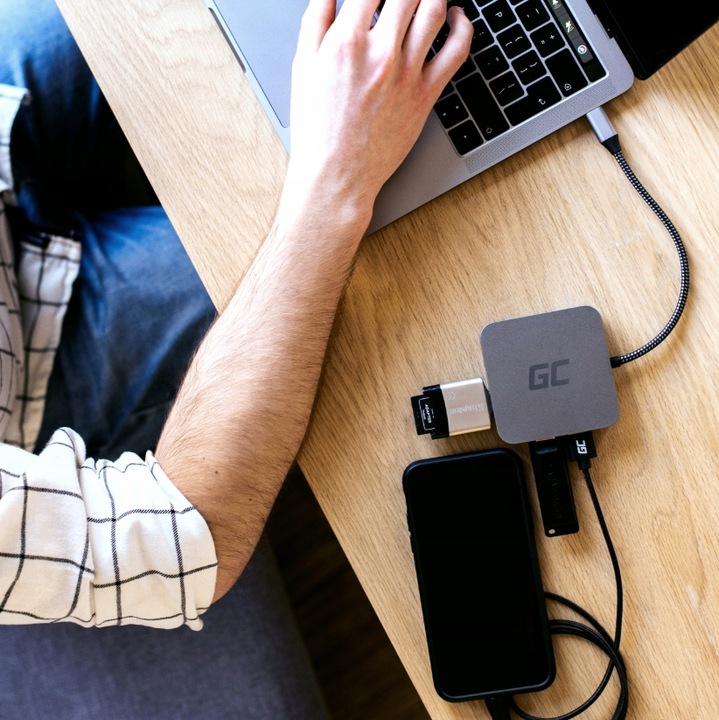 HUB USB-C ADAPTER USB 6W1 3x USB 3.0 USB C ETHERNET HDMI 4K DO MACBOOK PRO