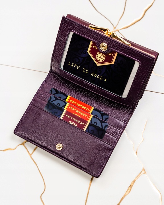 Portfel damski ze skóry Peterson modny skórzany z RFID STOP na prezent