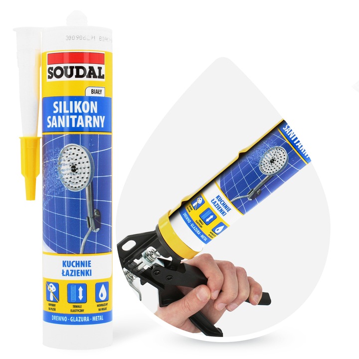 Silikon Sanitarny BIAŁY Łazienki WC Kuchni Płytek Elastyczny Grzybobójczy