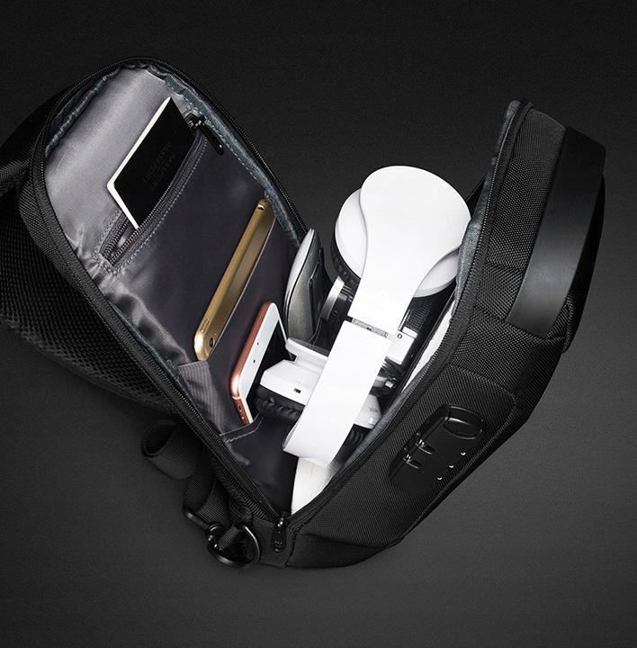 TORBA SASZETKA MĘSKA NERKA PLECAK ANTYKRADZIEŻ USB