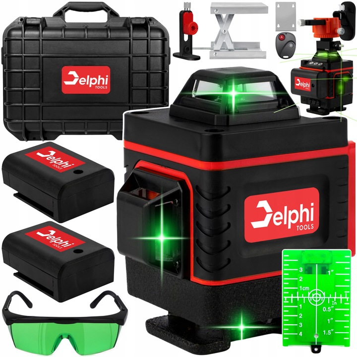 LASER KRZYŻOWY Poziomica Laserowa 16 Linii + STATYW 115 cm 4D Zielony