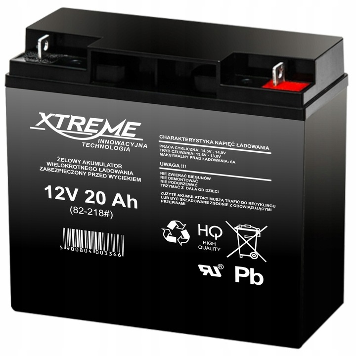 AKUMULATOR BEZOBSŁUGOWY ŻELOWY 12V 20Ah (WYMIAR 17Ah 18Ah)