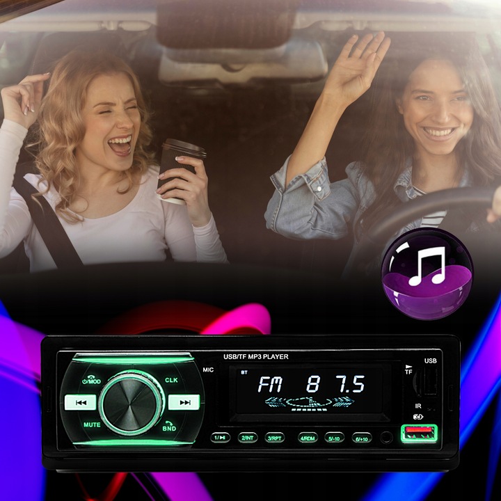 RADIO SAMOCHODOWE BLUETOOTH 1-DIN 2X USB AUX MP3 CZYTNIK KART SD LCD