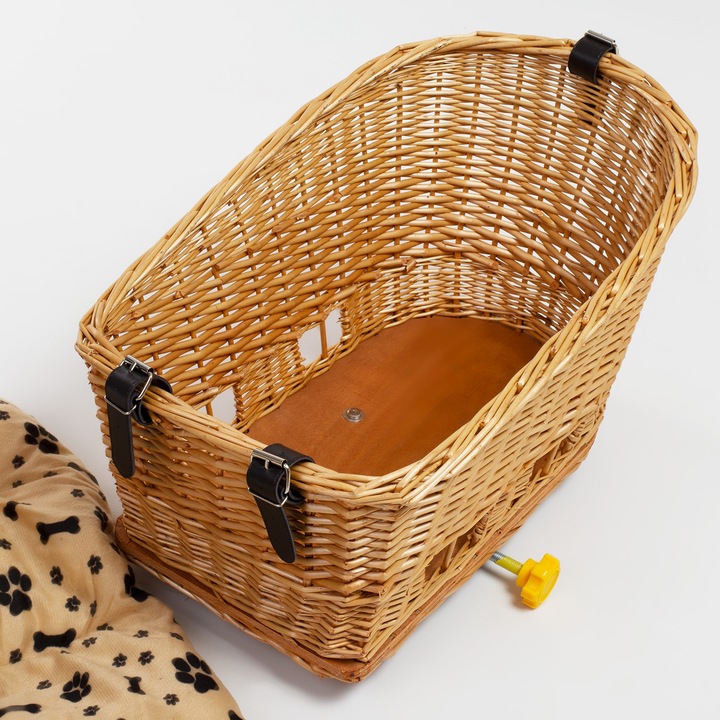 KOSZ ROWEROWY WIKLINOWY NA BAGAŻNIK TRANSPORTER TYLNY KOSZYK DUŻY PODUSZKA