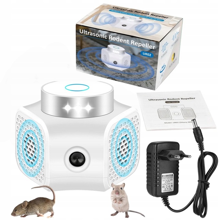 ULTRADŹWIĘKOWY ODSTRASZACZ SZCZURÓW MYSZY KUN I GRYZONI 9 ŚWIATEŁ