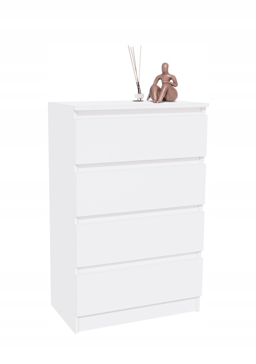 Komoda biała, 4 szuflady, szafka RTV, 60 cm, nowoczesna, salon,