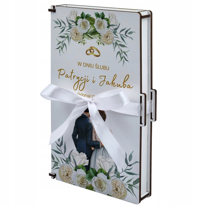 PREZENT NA ŚLUB - PUDEŁKO NA PIENIĄDZE dla pary młodej pamiątka ślubu