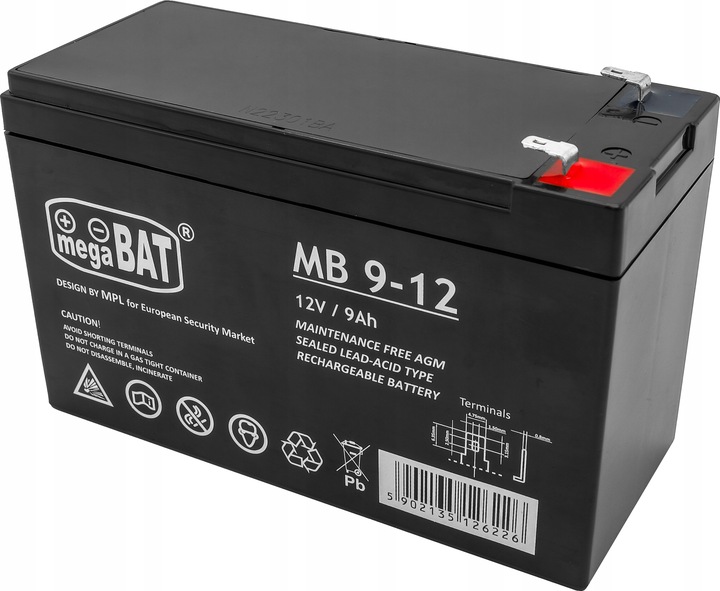 Akumulator AGM BEZOBSŁUGOWY 12V 9Ah (wymiar 7,2Ah) ALARM UPS