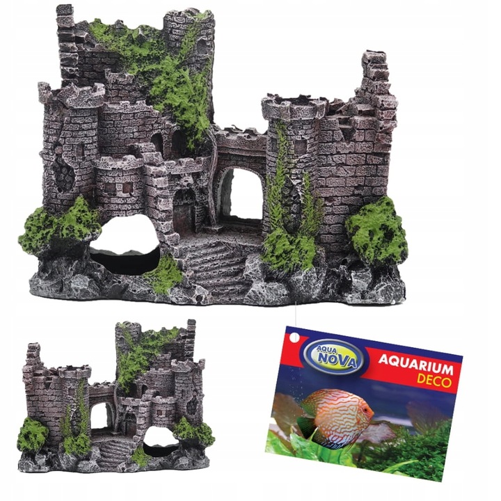 Ozdoba dekoracja ceramiczna do akwarium RUINY ZAMKU 20x9x15cm