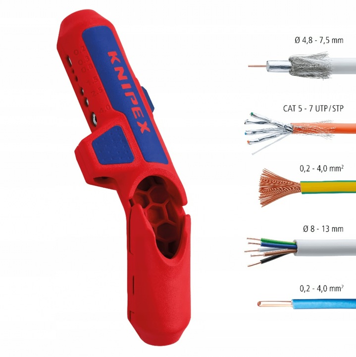 KNIPEX 16 95 01 SB Ściągacz Izolacji ErgoStrip Ø 8-13