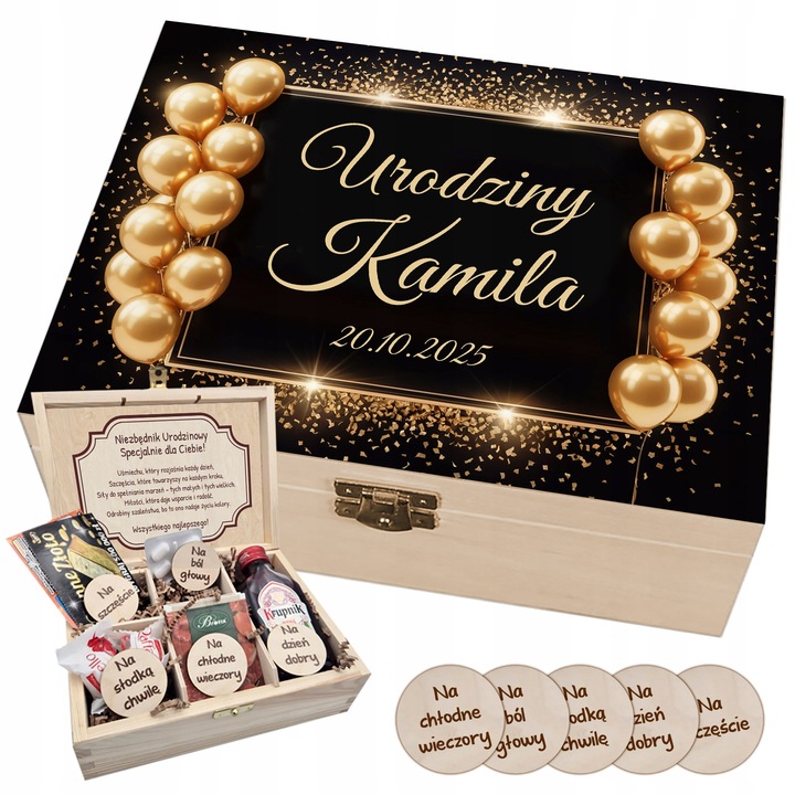 Niezbędnik Skrzynka Pudełko Osiemnastka PREZENT Urodziny BOX 18 30 40