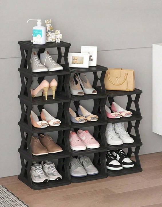 SZAFKA NA BUTY REGAŁ PÓŁKA ORGANIZER STOJAK OBUWIE CZARNY MODUŁOWY 3