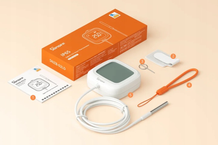 SONOFF SNZB-02LD Czujnik Temperatury Wilgotności Sonda Zigbee LCD IP65