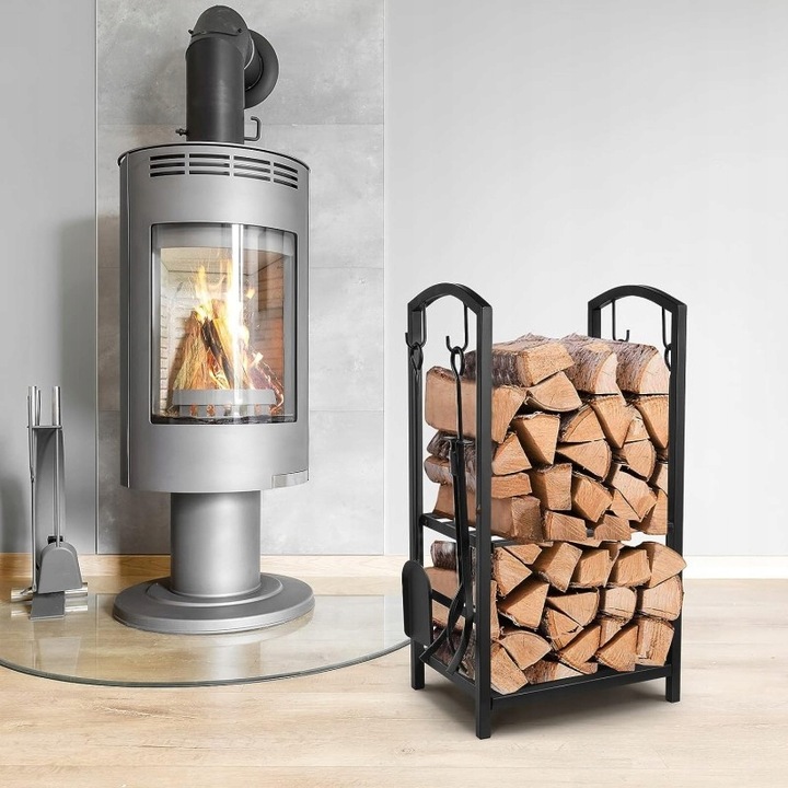 STOJAK NA DREWNO KOMINKOWE OPAŁOWE KOSZ NA DRZEWO DREWNO SPAWANY W CAŁOŚCI