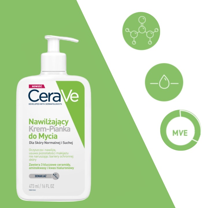CERAVE Nawilżający Krem-pianka do mycia dla skóry normalnej i suchej 473 ML