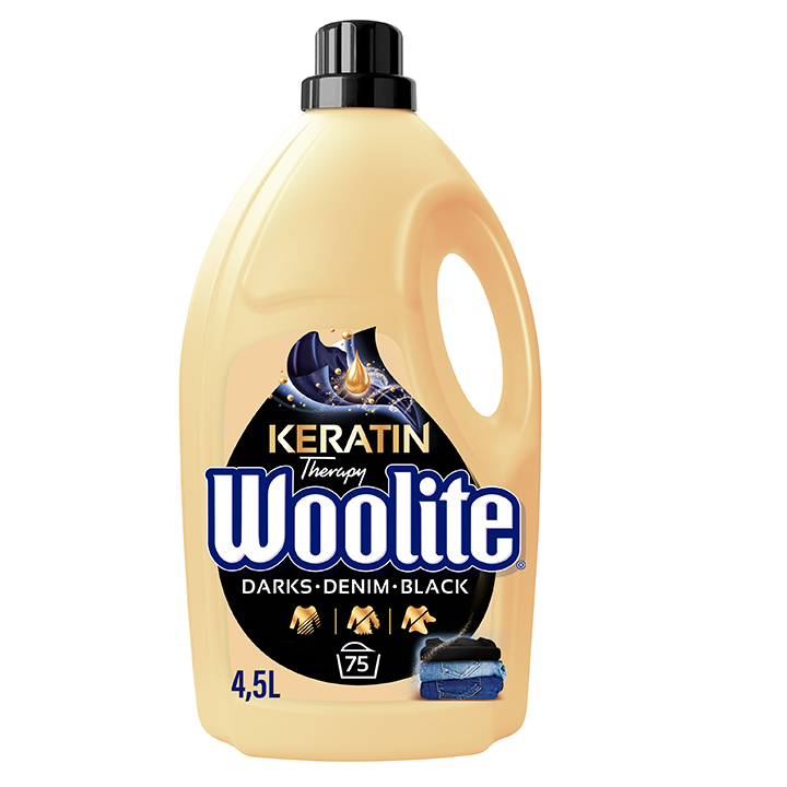 WOOLITE PŁYN DO PRANIA CZARNEGO CIEMNEGO DENIM Z KERATYNĄ 4.5L 75 PRAŃ