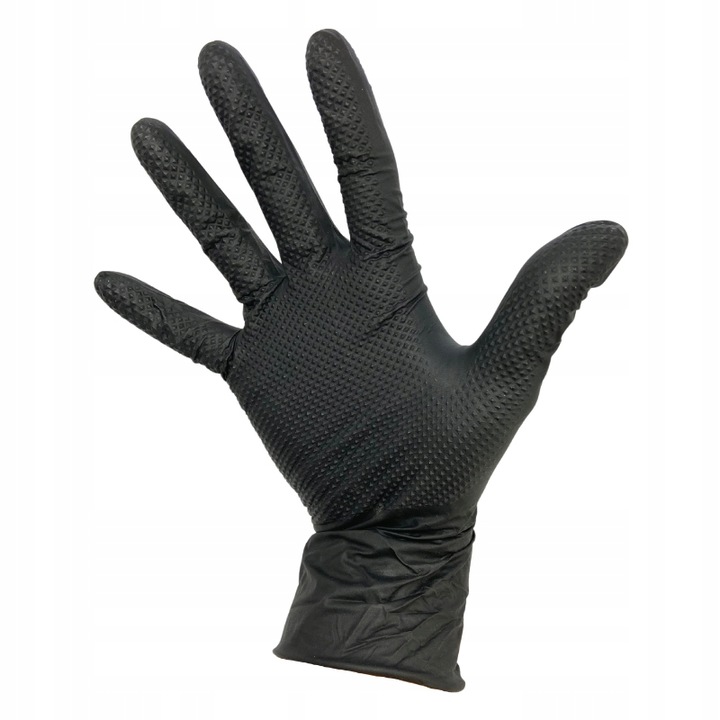 Rękawiczki robocze NITRYLOWE czarne AQL 1.5 GRIPZZLY Black r.L 50 szt.