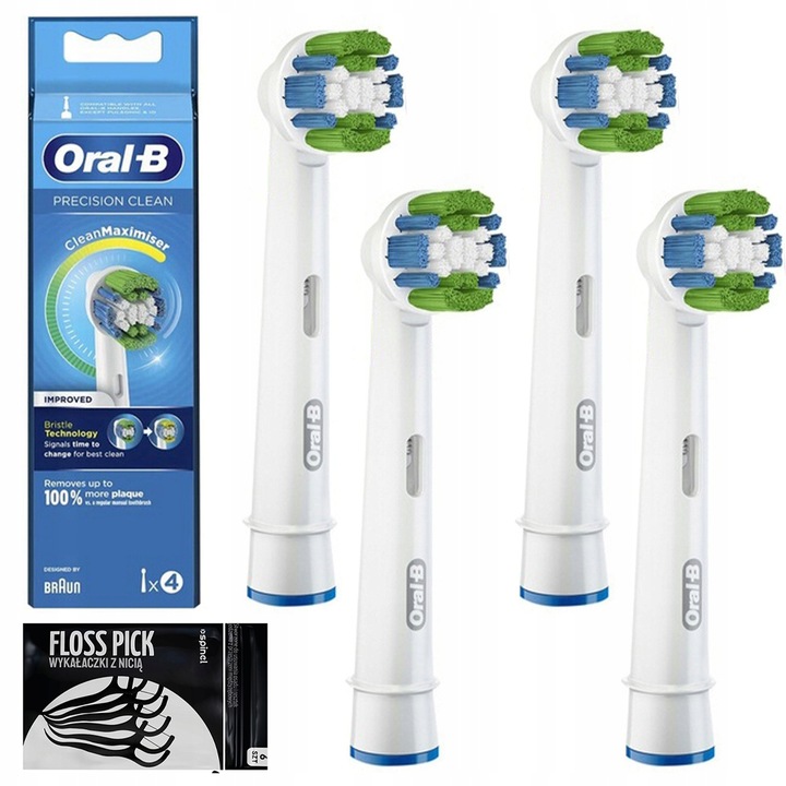 4x KONCÓWKA BRAUN ORAL-B PRECISION CLEAN MAX DO SZCZOTECZKI ELEKTRYCZNEJ