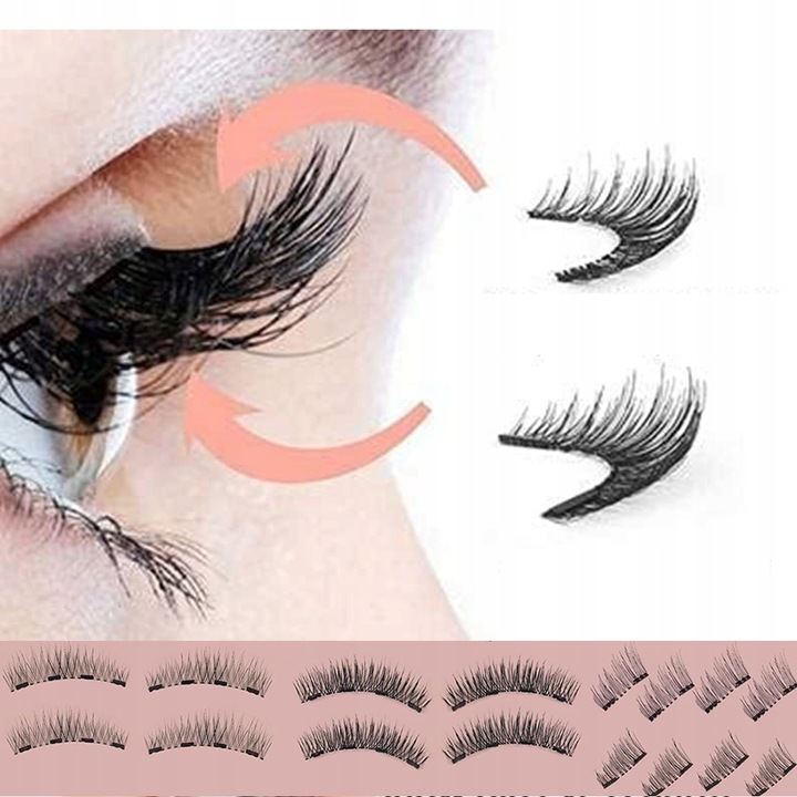 RZĘSY MAGNETYCZNE 8 PARY WIELOKROTNEGO UŻYTKU Z APLIKATOREM 3D