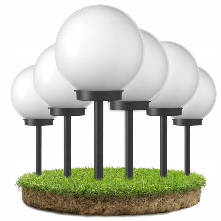 Lampy Solarne Ogrodowe LED Kula Wbijana Słupek Do Ogrodu 10cm Biała