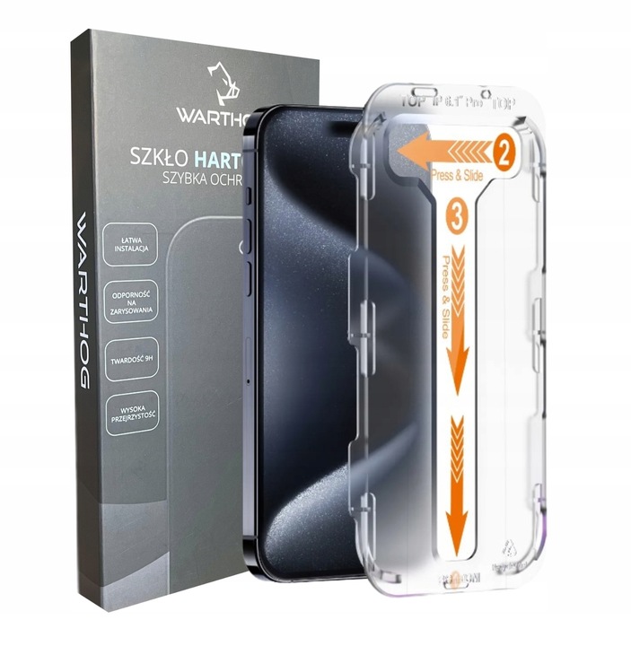 Szkło hartowane 9H Warthog do Apple iPhone 15 Pro 2szt. z Aplikatorem EZFit