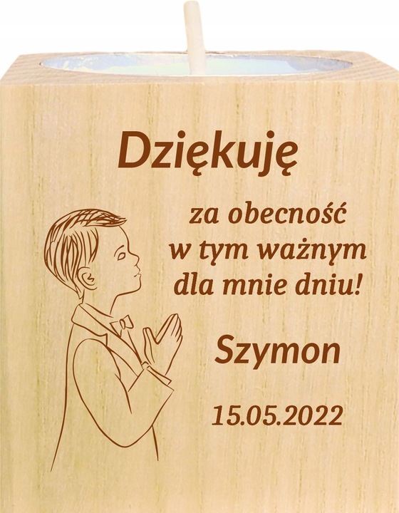 Podziękowanie dla Gości Komunia Chrzest piękny świecznik 10 szt grawer