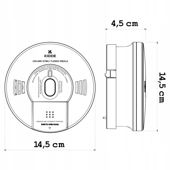 Czujnik detektor dualny: DYM, tlenek węgla (CO) - czad ; K10SCO Kidde