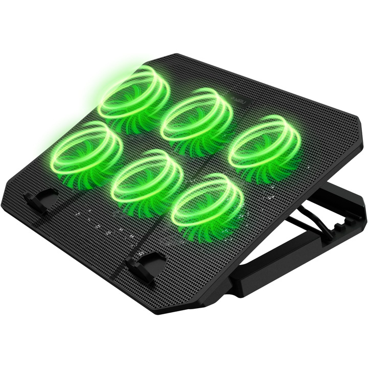 PODSTAWKA CHŁODZĄCA POD LAPTOPA 12-17 CZARNA REGULOWANA PODKŁADKA LED Z USB