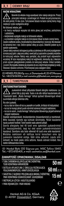 Syoss Farba do Włosów Trwała Permanent Color 3-1 Ciemny brąz 2 szt.