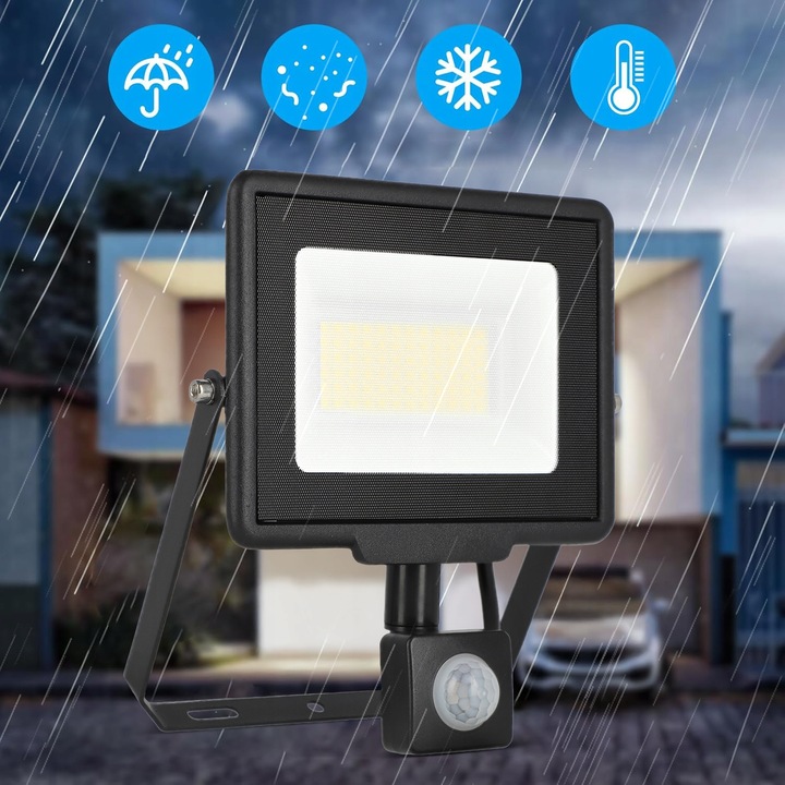 Naświetlacz LED SLIM 50W Halogen z CZUJNIK RUCHU Zmierzchu Reflektor