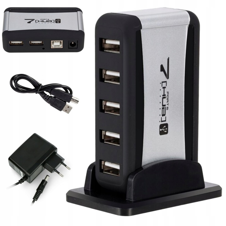 HUB USB AKTYWNY 7 PORTÓW ROZDZIELACZ SWITCH 2.0