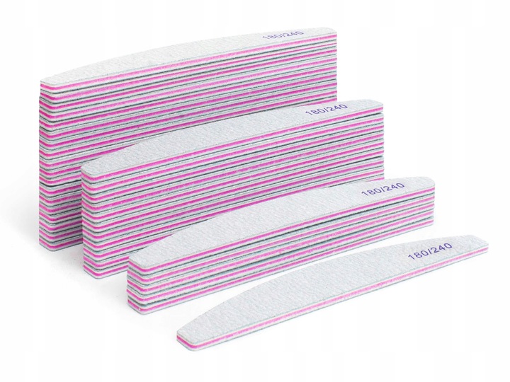 100 x Pilnik do Paznokci Łódka Zebra 180/240