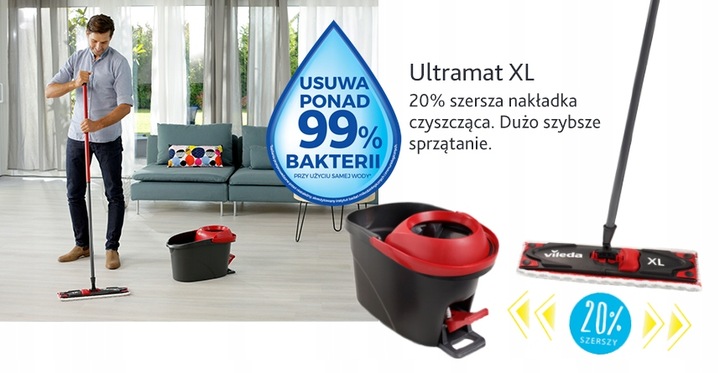 Vileda Mop obrotowy ULTRAMAX ULTRAMAT Turbo XL BOX ZESTAW 42 cm