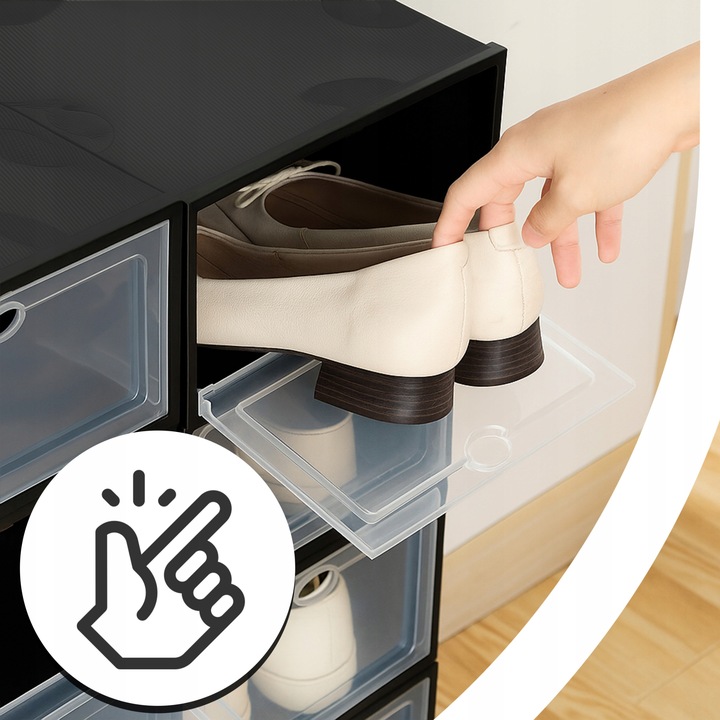 ZESTAW 10X ORGANIZER PUDEŁKA NA BUTY Z KLAPĄ SZAFKA REGAŁ DO SZAFY