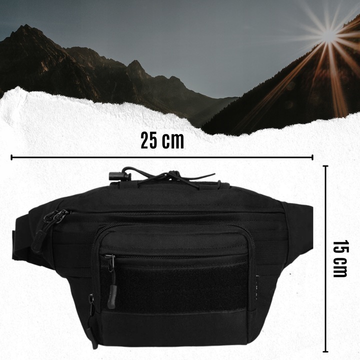 NERKA SASZETKA MĘSKA CZARNA WOJSKOWA biodrówka DUŻA POJEMNA TAKTYCZNA TORBA