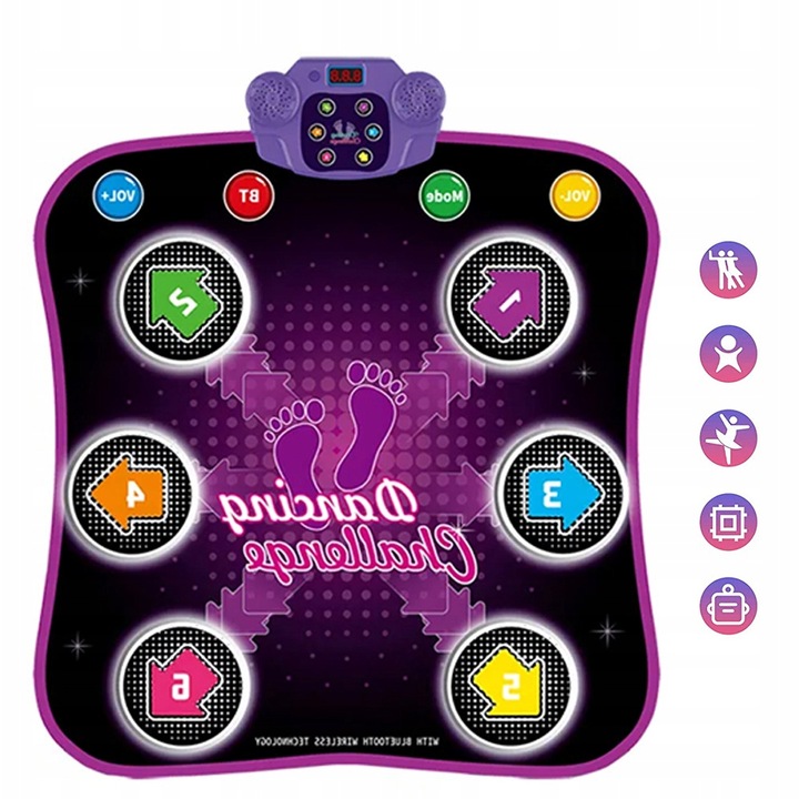 Elektryczny dywan do tańca dla dzieci ze światłami i pozytywką Bluetooth