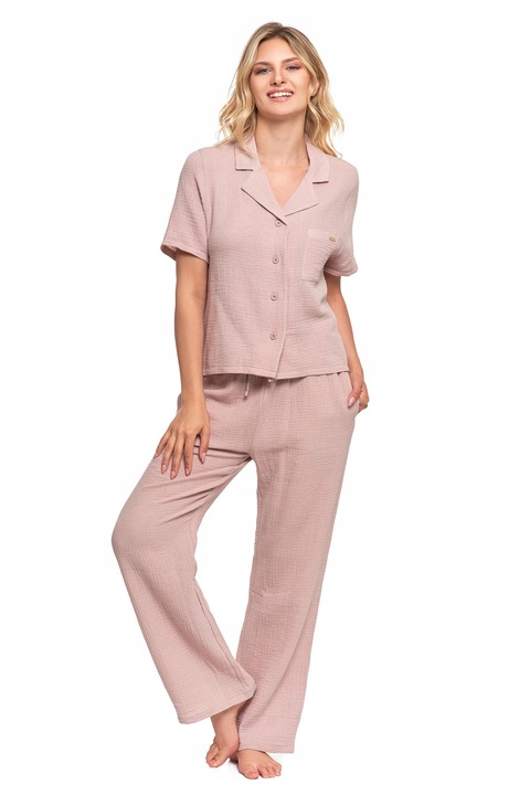 Moraj Długa Bardzo delikatna Piżama Damska z Muślinu Beżowa 5000-008 M