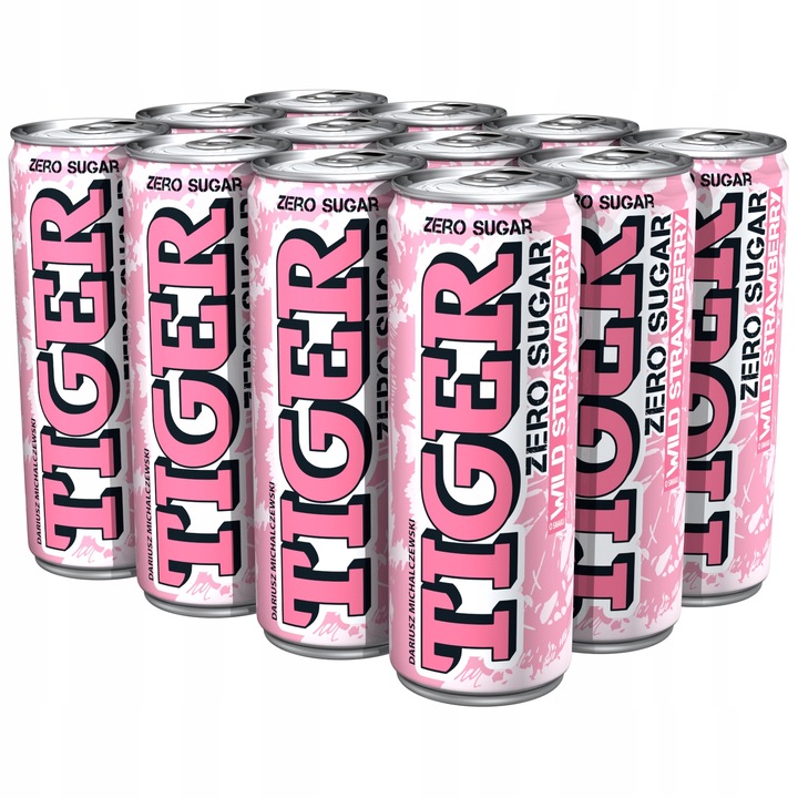 Napój energetyczny Tiger Zero Sugar Wild Strawberry 12x250ml