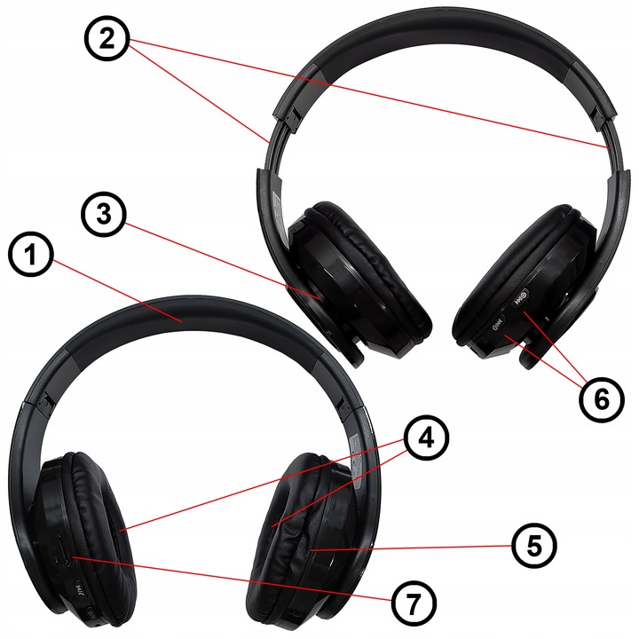 SŁUCHAWKI BEZPRZEWODOWE BLUETOOTH NAUSZNE MIKROFON