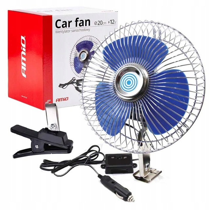 MOCNY WENTYLATOR WIATRAK SAMOCHODOWY 12V DO AUTA NA KRATKĘ KLIPS ŚRUBY